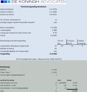 Voorbeeld berekening Excel